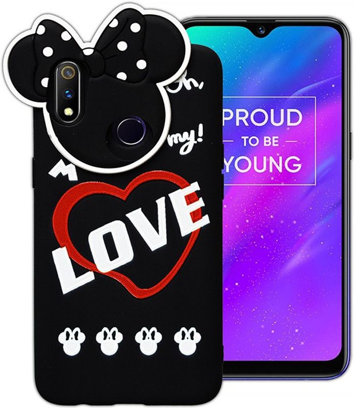 MARSHLAND Back Cover for Realme 3, Soft Silicon Flexible Love Printed Design Rubber (black)  (Black, Grip Case, Pack of: 1)