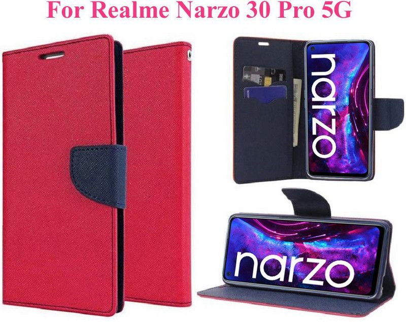 Carnage Flip Cover for Realme Narzo 30 Pro 5G  (Pink, Cases with Holder, Pack of: 1)