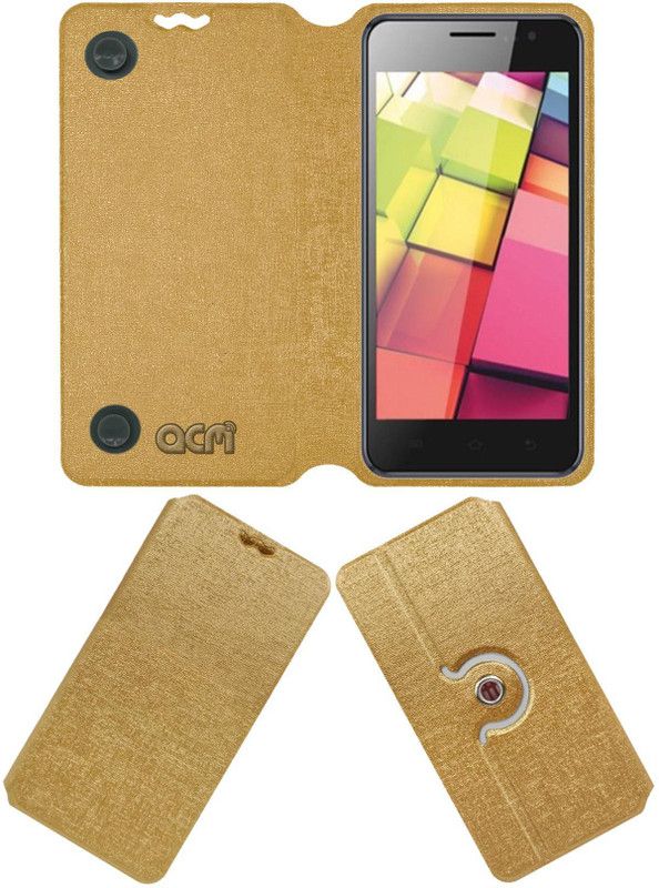 ACM Flip Cover for Fly F50s  (Gold, Cases with Holder, Pack of: 1)