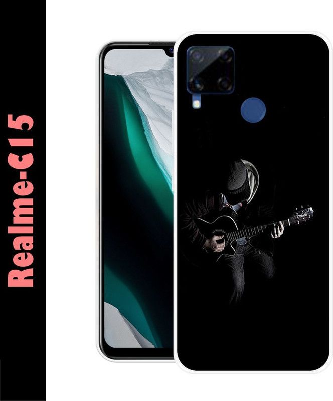 CellWorld Back Cover for Realme C15  (Black, Silicon)