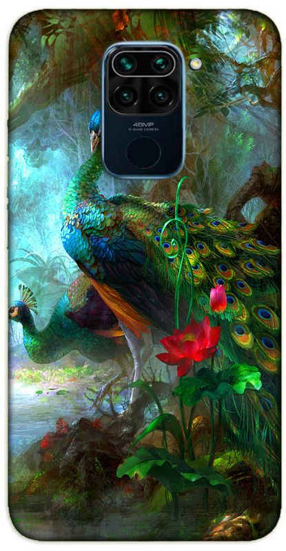 iprinto Back Cover for Mi Redmi Note 9 peacock Back Cover  (Green, Hard Case)