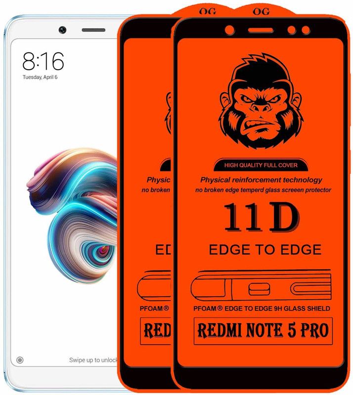 VILLA Edge To Edge Tempered Glass for Mi Redmi Note 5 Pro  (Pack of 2)
