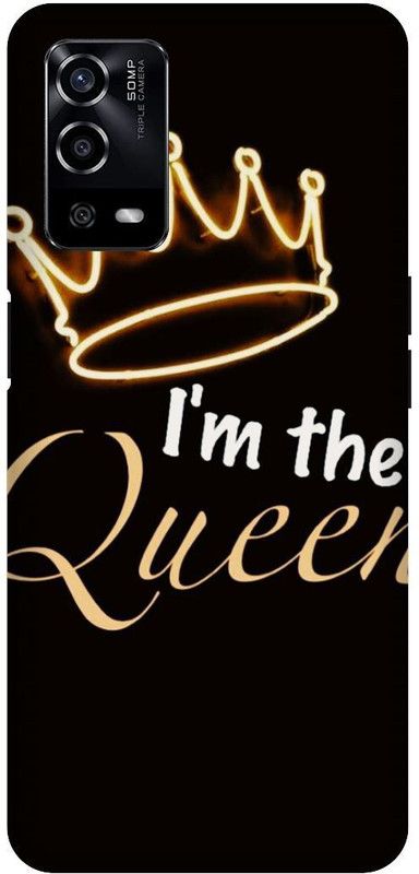 UMPRINT Back Cover for Oppo A55/CPH2325, I Am The Queen Golden Text Printed Back Cover  (Multicolor, Hard Case, Pack of: 1)