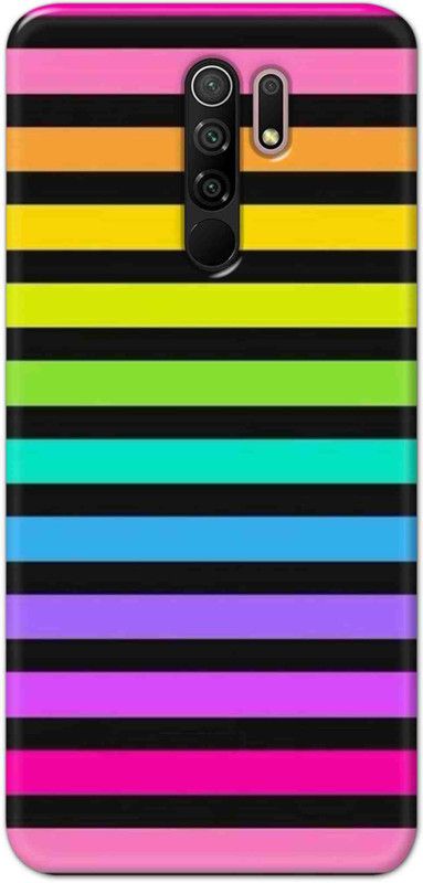 NDCOM Back Cover for Redmi 9 Prime Hyper Rainbow Stripes Printed  (Multicolor, Hard Case, Pack of: 1)