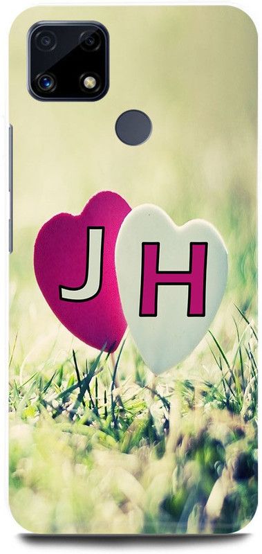 JUGGA Back Cover for Realme Narzo 20, J LOVES H NAME,J NAME, H LETTER, ALPHABET,J LOVE H NAME  (Green, Hard Case, Pack of: 1)