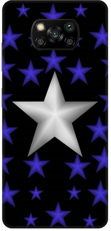 UMPRINT Back Cover for Poco X3/MZB9965IN Blue Silver Strar Printed Back Cover  (Multicolor, Hard Case, Pack of: 1)