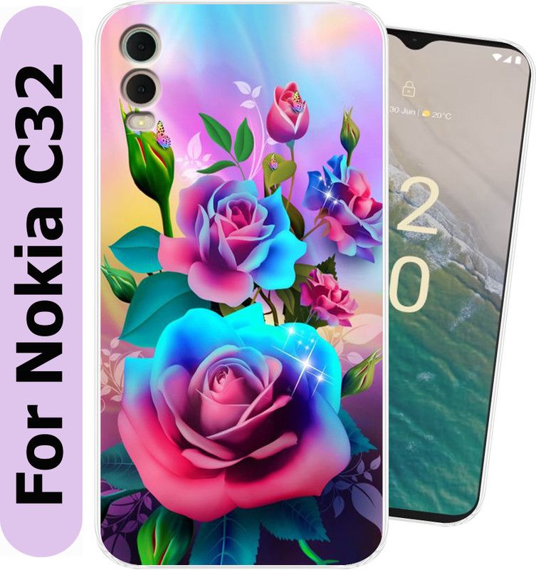 Coolcase Back Cover for Nokia C32  (Multicolor, Grip Case, Silicon, Pack of: 1)