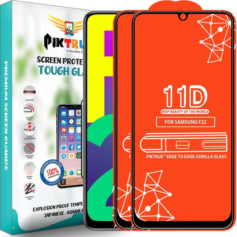 PikTrue Edge To Edge Tempered Glass for Samsung Galaxy F22  (Pack of 2)