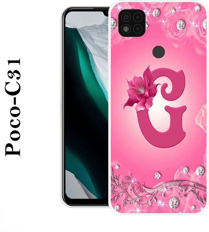 INDIALAND Back Cover for Poco C31  (Pink, Silver, Silicon)