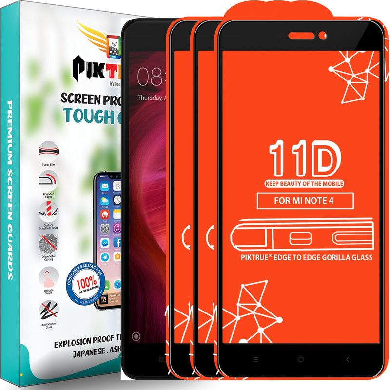 PikTrue Edge To Edge Tempered Glass for Mi Redmi Note 4  (Pack of 3)