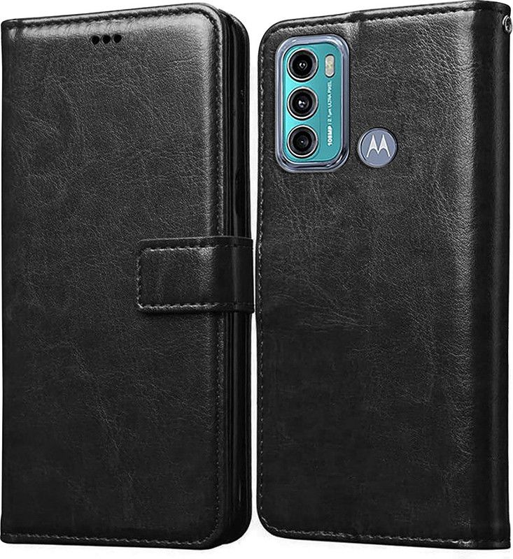 Casotec Flip Cover for Motorola Moto G60, Motorola Moto G40 Fusion Leather Flip Cover  (Black, Pack of: 1)