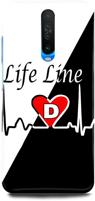 FRONK Back Cover for POCO X2, MZB8742IN, D, NAME, LETTER, ALPHABET, LIFELINE  (Black, Hard Case, Pack of: 1)