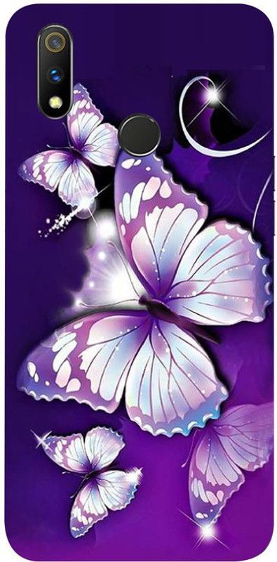 Skyhawk Back Cover for Realme 3 pro Purple Butterfly  (Multicolor, Waterproof, Silicon, Pack of: 1)