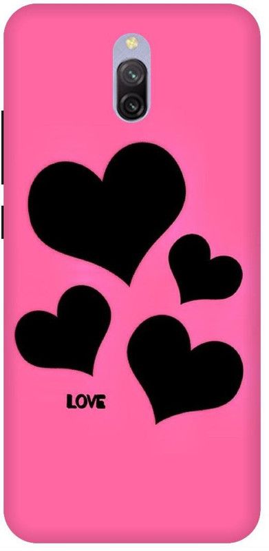 UMPRINT Back Cover for Redmi 8A Dual/MZB9028IN Pink Heart Love Printed Back Cover  (Multicolor, Hard Case, Pack of: 1)