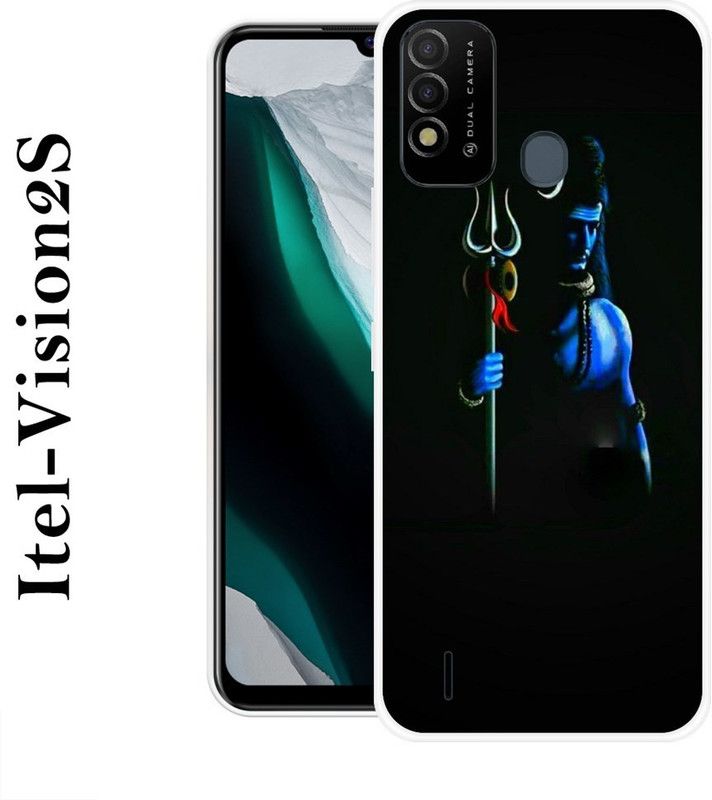 REALKING Back Cover for Itel Vision 2s  (Black, Blue, Silicon)