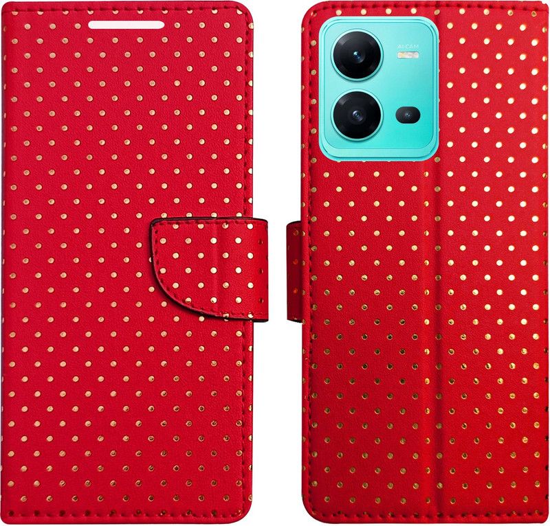 Dhar Flips Flip Cover for Vivo V25 5G  (Red, Magnetic Case, Pack of: 1)