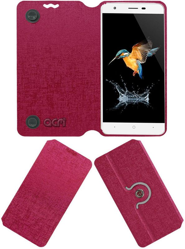 ACM Flip Cover for Videocon Metro Pro 2  (Pink, Cases with Holder, Pack of: 1)