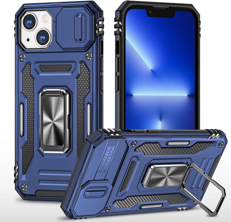 Q Wallet Back Cover for Apple iPhone 14 PLUS  (Blue, Dual Protection, Pack of: 1)