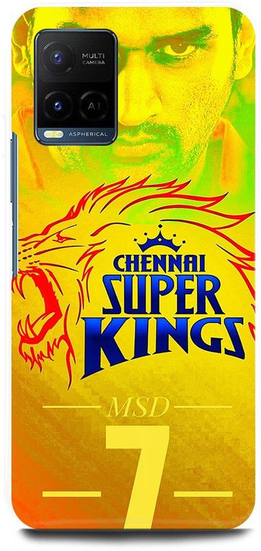 FIKORA Back Cover for Vivo Y33s, V2109, MS, DHONI, MAHENDRA, SINGH, DHONI, CSK, PLAYER  (Yellow, Hard Case, Pack of: 1)