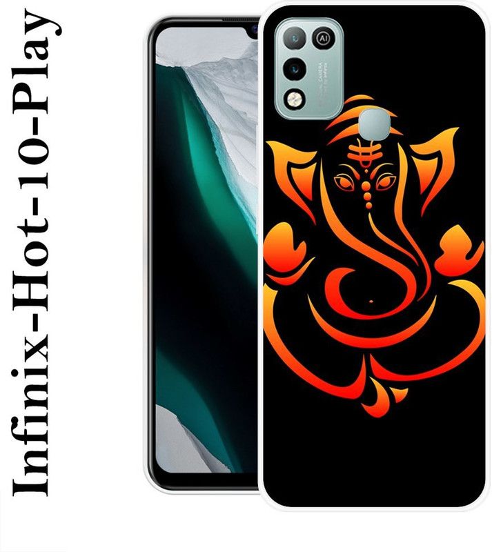 SHIVKUDI Back Cover for Infinix Hot 10 Play, Infinix Smart 5  (Black, Orange, Silicon)