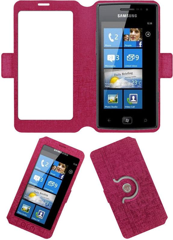 ACM Flip Cover for Samsung Omnia W I8350  (Pink, Cases with Holder, Pack of: 1)
