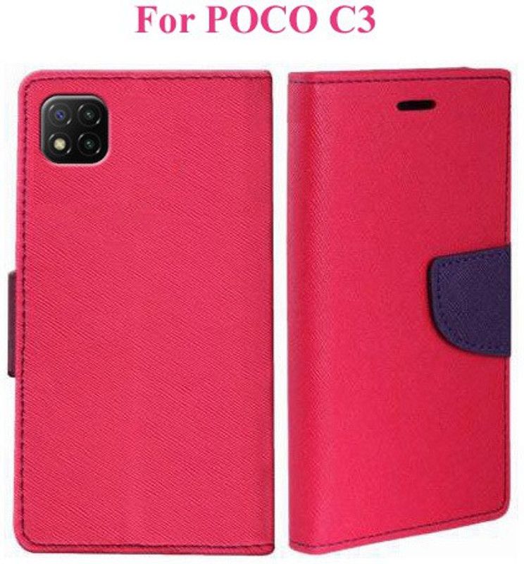 Krumholz Flip Cover for POCO C3  (Pink, Dual Protection, Pack of: 1)