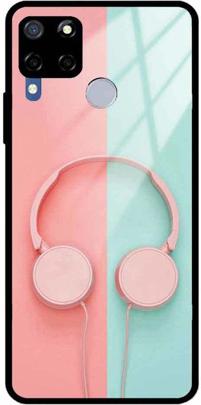 NDCOM Back Cover for Realme C15 Music Headphone Printed Glass Case  (Multicolor, Grip Case, Pack of: 1)