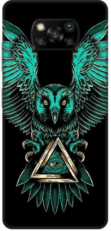 URCHIN Back Cover for Poco X3 owl, illuminati owl, cool, tranding, bird, fire, fantacy  (Multicolor, Shock Proof, Pack of: 1)