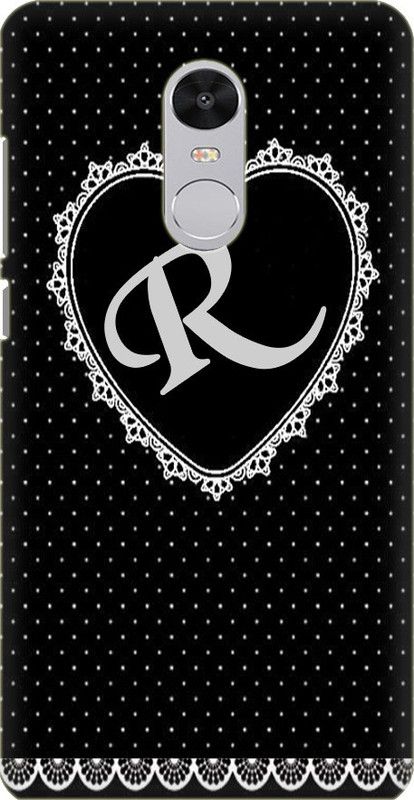 Coberta Case Back Cover for Mi Redmi Note 4 Black Heart Pattern Alphabet Letter R Design Back Case For Rd Note 4 By Coberta  (Multicolor, Pack of: 1)