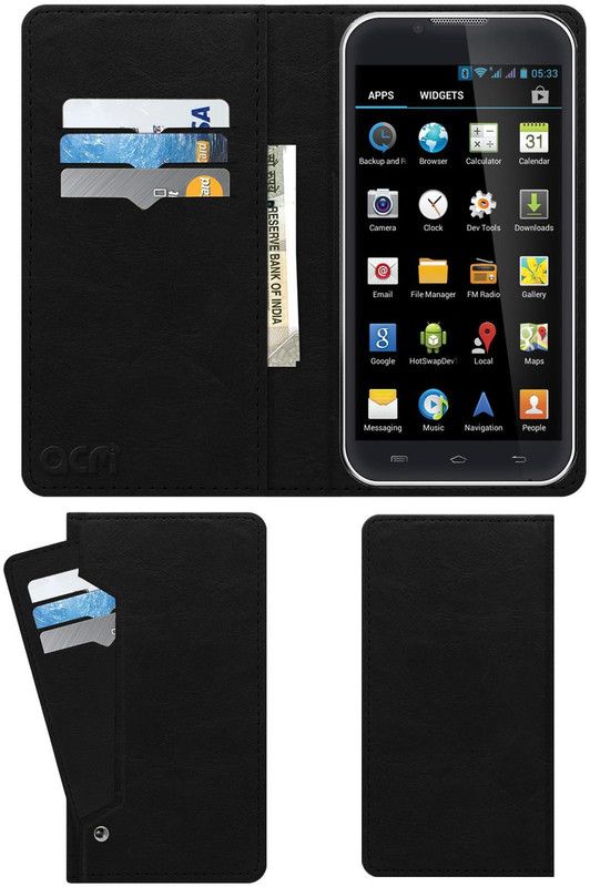 ACM Flip Cover for iBall Andi 5 M8  (Black, Cases with Holder, Pack of: 1)