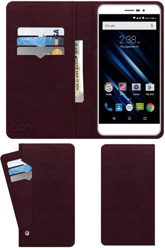 ACM Flip Cover for Panasonic P77  (Maroon, Cases with Holder, Pack of: 1)
