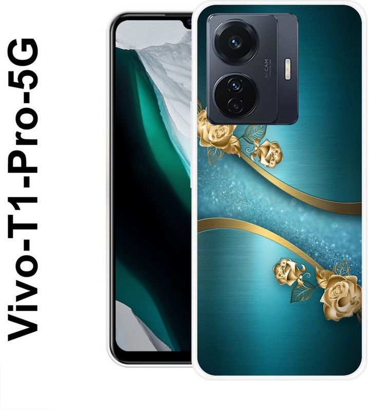 SIMAWAT Back Cover for Vivo T1 Pro 5G  (Blue, Gold, Grip Case, Silicon)