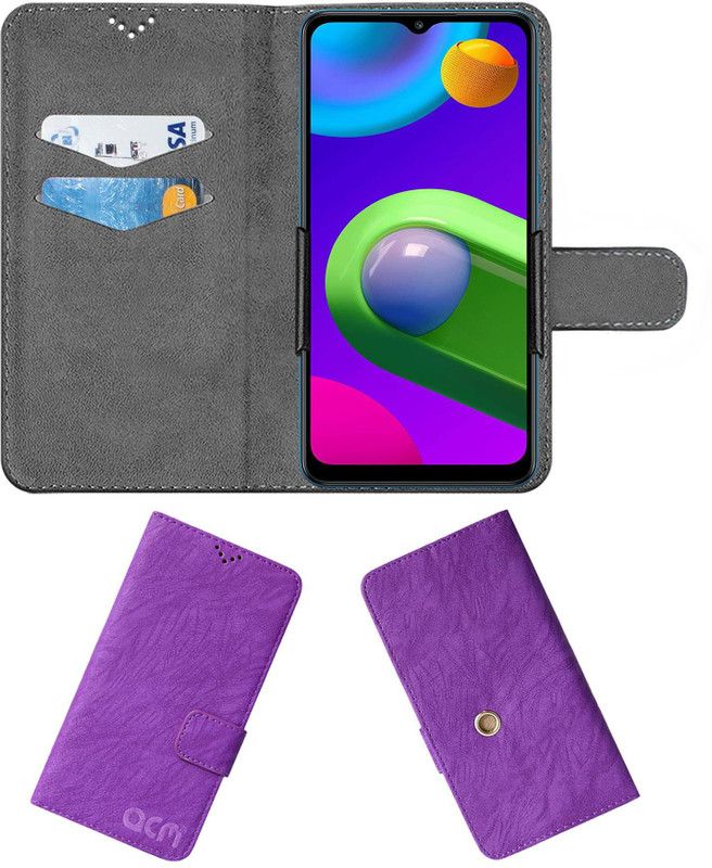 ACM Flip Cover for Samsung Galaxy M02  (Purple, Cases with Holder, Pack of: 1)