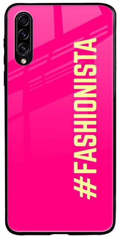 QRIOH Glass Back Cover for Samsung Galaxy A70s  (Pink, Grip Case, Silicon, Pack of: 1)