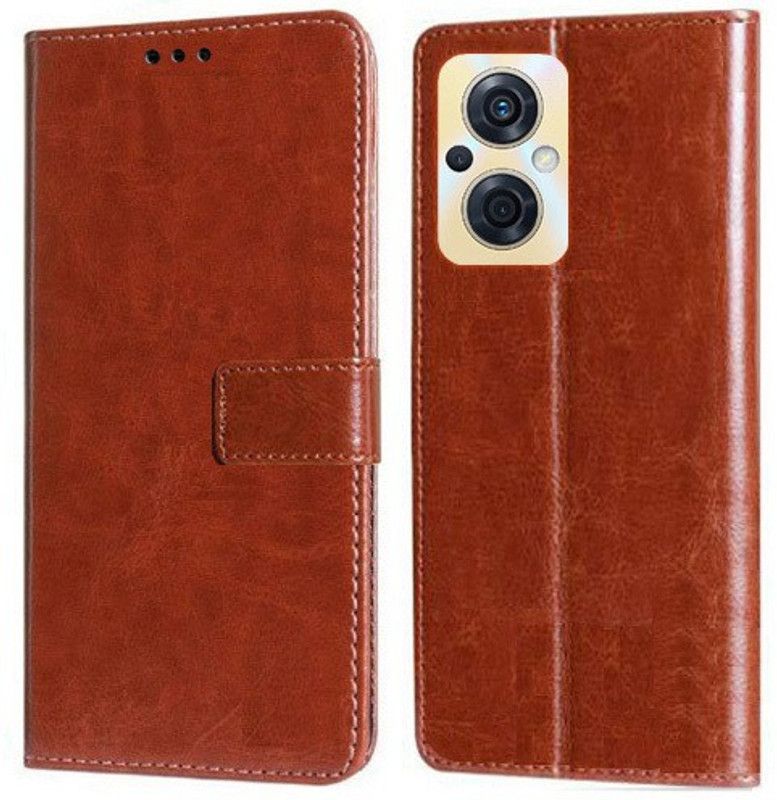 Krofty Flip Cover for OPPO F21s Pro 5G  (Brown, Cases with Holder, Pack of: 1)