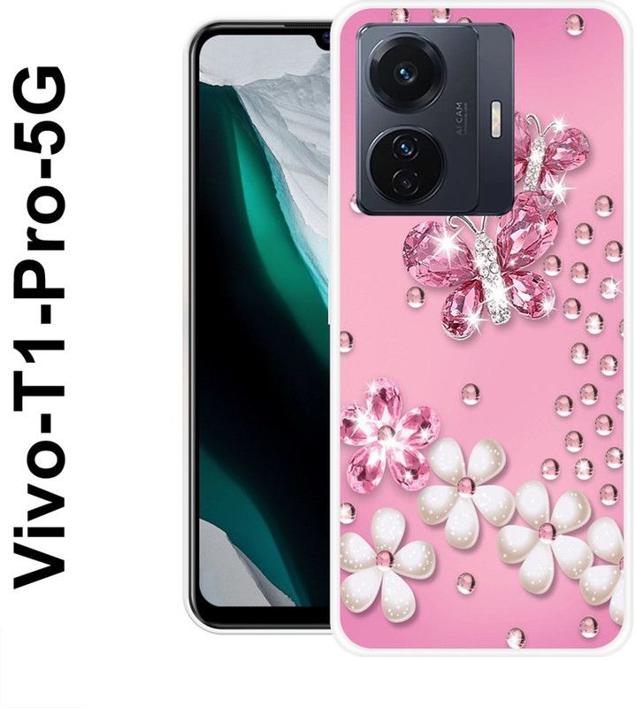 KLC Back Cover for Vivo T1 Pro 5G  (Pink, Silicon)