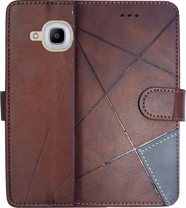 SUPER-ME Flip Cover for SAMSUNG J2 (16)  (Brown, Dual Protection, Pack of: 1)