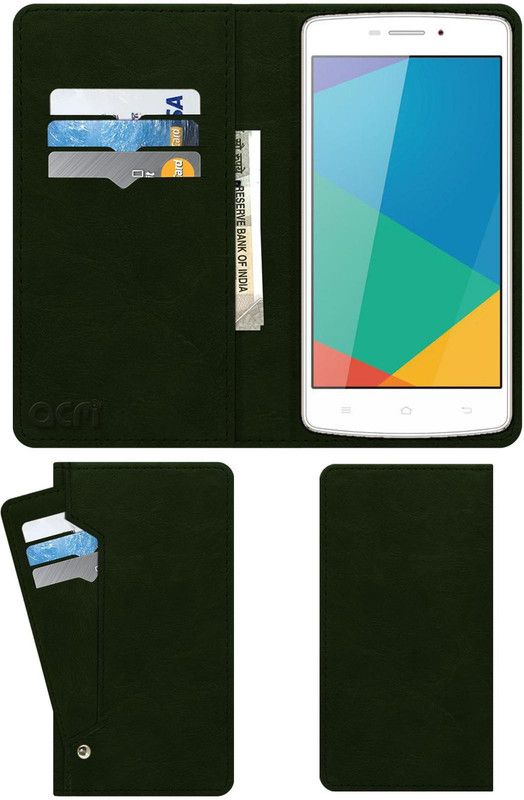 ACM Flip Cover for Salora Njoy E7  (Green, Cases with Holder, Pack of: 1)