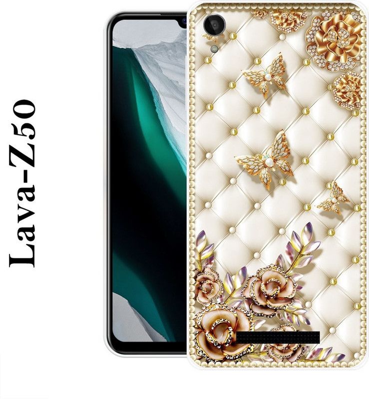 LOVETHINK Back Cover for Lava Z50  (White, Gold, Silicon)