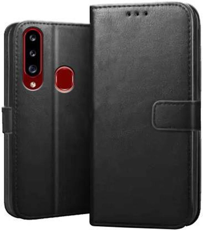 Casely Flip Cover for Samsung Galaxy A20s Flip Cover Leather Magnetic Flip Wallet Case Cover  (Black, Dual Protection, Pack of: 1)