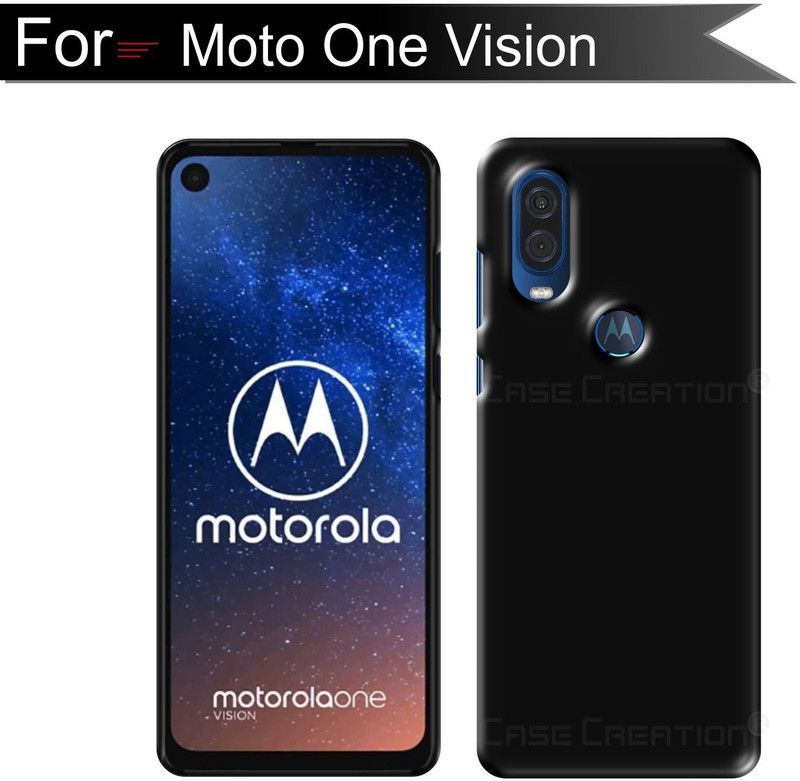 CASE CREATION Back Cover for Moto One Vision 2019 Case Matte Rubberised Finish Hard Back Cover 360 Protection  (Black, Grip Case, Pack of: 1)