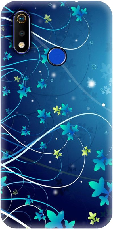 Smutty Back Cover for Realme 3i, RMX1827 - Blue Floral Print  (Multicolor, Hard Case, Pack of: 1)