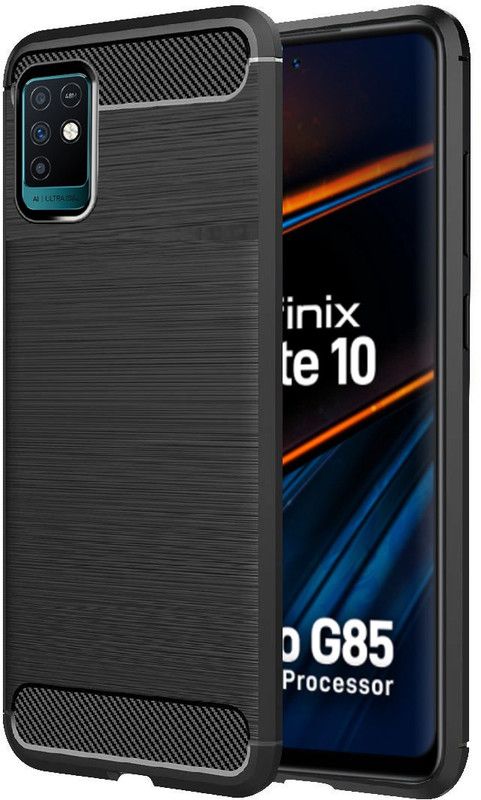 SMARTPOCKET Back Cover for Infinix Note 10  (Black, Flexible, Pack of: 1)