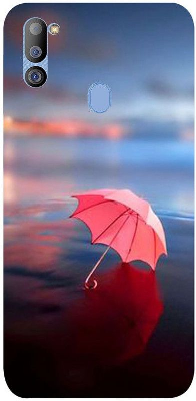 Golden Mask Back Cover for Sky Hawk Back Cover For Samsung Galaxy M21 Blue Background And Pink Umbrella  (Multicolor, Waterproof, Silicon, Pack of: 1)