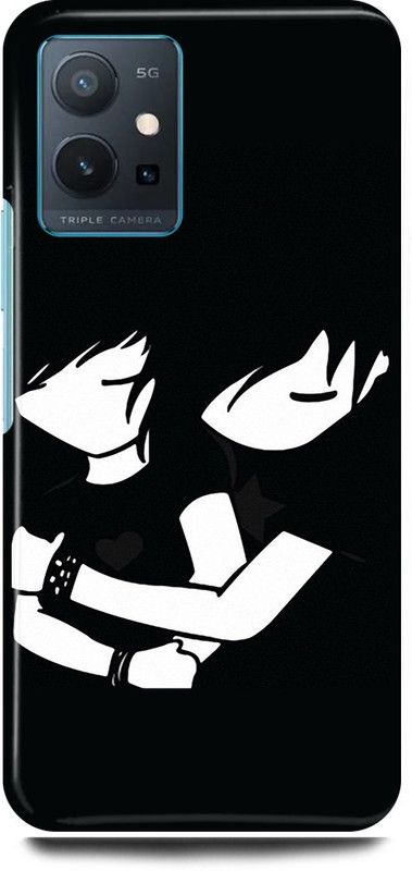 play fast Back Cover for Vivo y75 5G, V2142 COUPLE, LOVE, HUGG, BLACK, SHADE  (Black, Hard Case, Pack of: 1)
