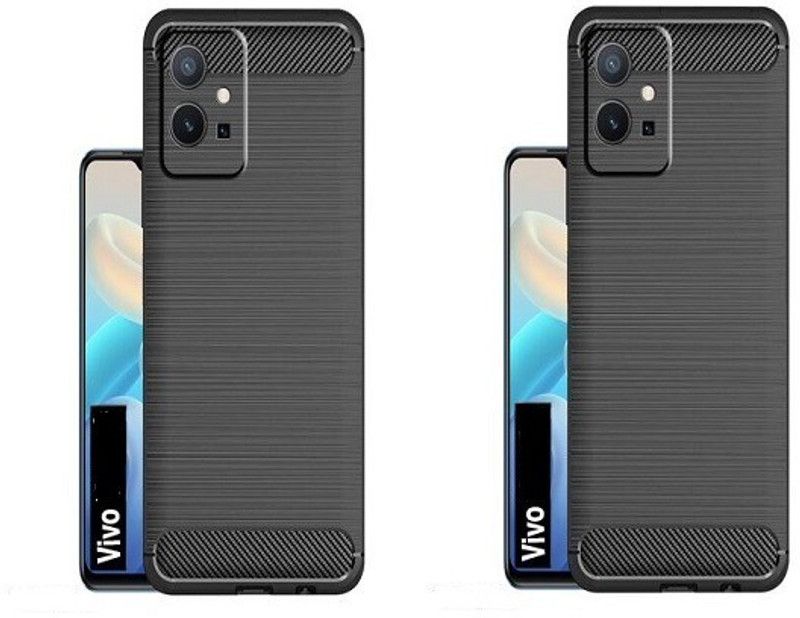 NIMMIKA ENTERPRISES Back Cover for Vivo T1 5G Hybrid Back Cover  (Black, Flexible, Silicon, Pack of: 2)