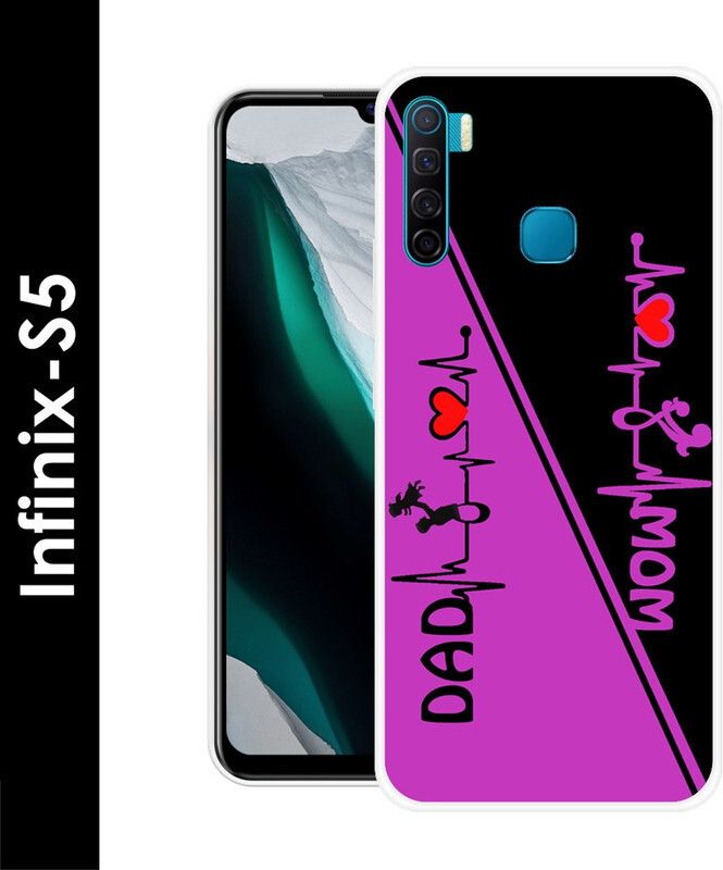 touchpix Back Cover for Infinix S5  (Black, Purple, Silicon, Pack of: 1)