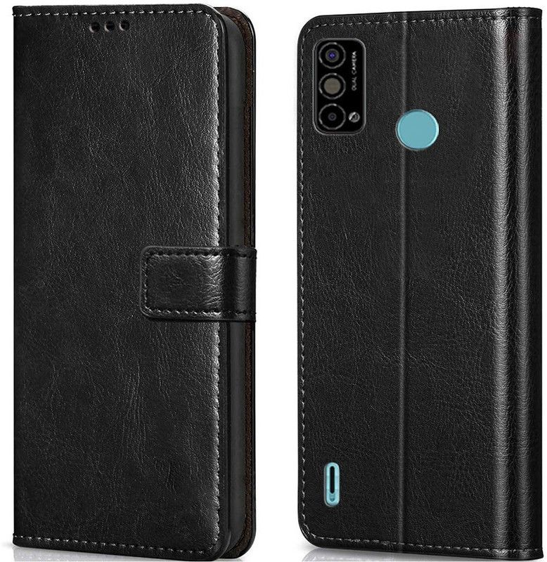 Coverage Flip Cover for Tecno Spark Go 2021 - KE5  (Black, Dual Protection, Pack of: 1)