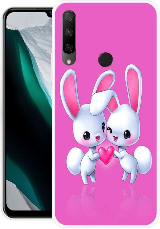 PRK Back Cover for Honor 9X  (Pink, White, Silicon)