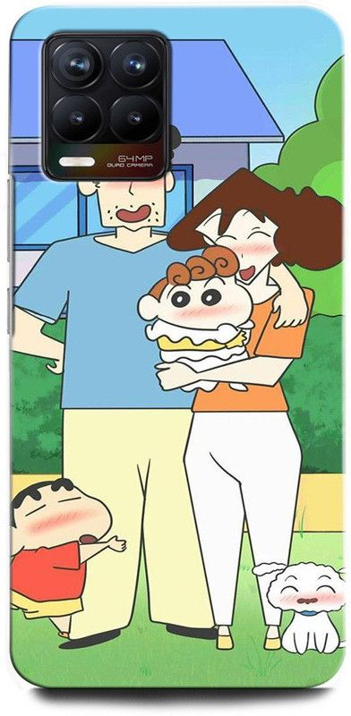 GRAFIQE Back Cover for Realme 8 RMX3085 SHINCHAN, CARTOON. FUNNY, CUTE, SHINCHAN FAMILY  (Multicolor, Shock Proof, Pack of: 1)
